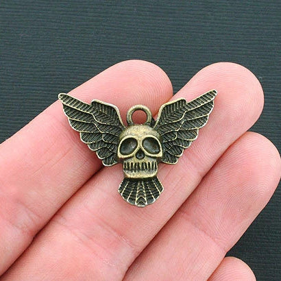4 Skull with Wings Antique Bronze Tone - BC534