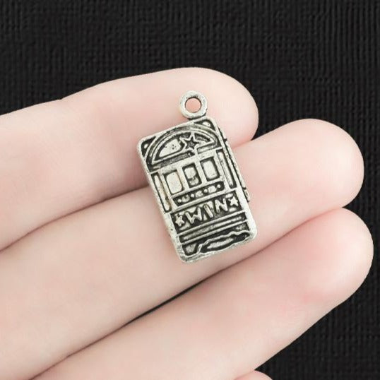 4 Slot Machine Antique Silver Tone Charms - SC273