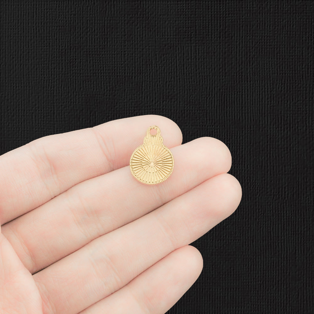 4 Snowflake Christmas Bulb Gold Tone Enamel Charms - E1385