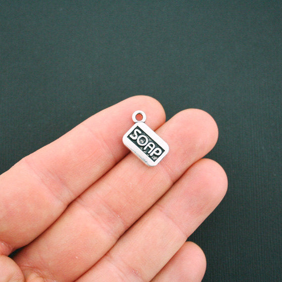4 Soap Antique Silver Tone Charms 2 Sided - SC603
