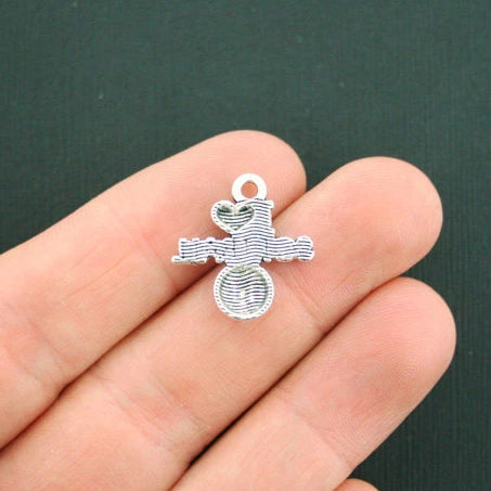 4 Softball Antique Silver Tone Charms - SC1663