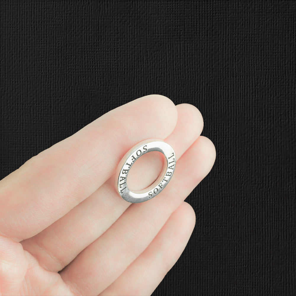 4 Softball Antique Silver Tone Charms - SC2933