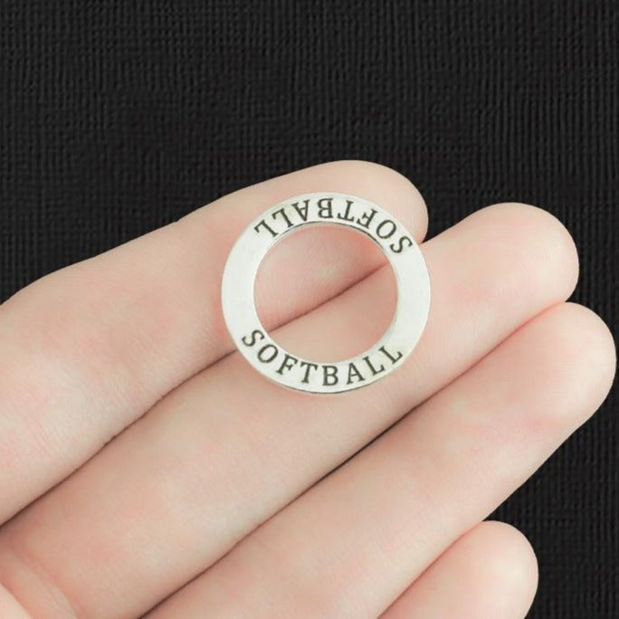 4 Softball Antique Silver Tone Charms - SC2933