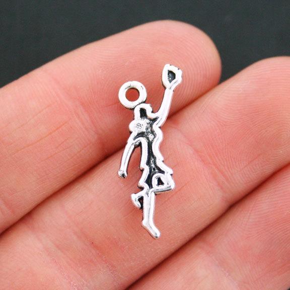 4 breloques de joueur de softball ton argent antique - SC5399