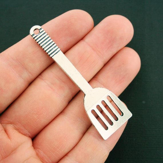 4 breloques de ton argent antique spatule 2 faces - SC1782