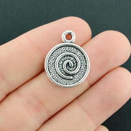 4 Spiral Antique Silver Tone Charms - SC3600