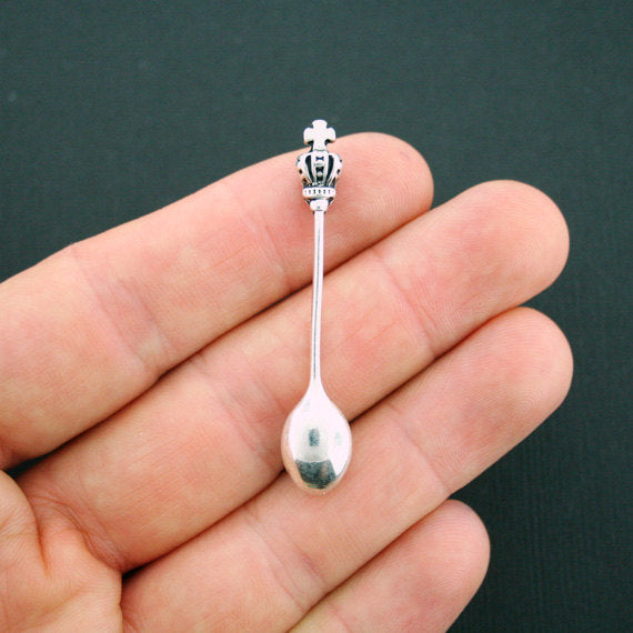 4 Spoon Antique Silver Tone Charms 3D - SC2104