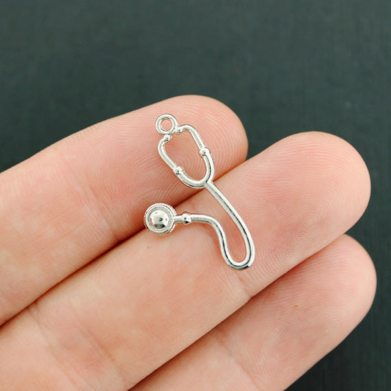 4 Stethoscope Silver Tone Charms 2 Sided - SC7823