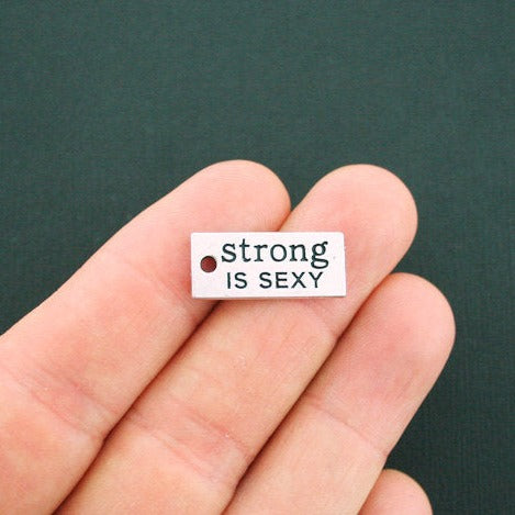 4 Strong Antique Silver Tone Charms 2 Sided - SC1041