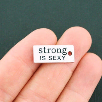 4 Strong Antique Silver Tone Charms 2 Sided - SC1041