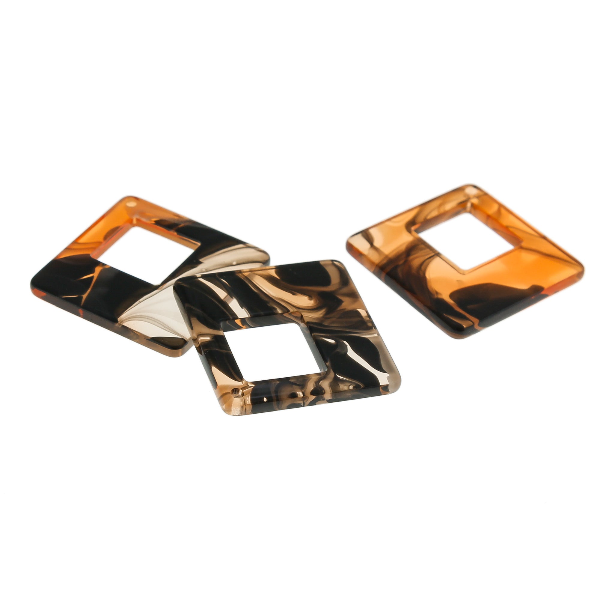 4 Swirl Rhombus Resin Charms - Choose Your Color!