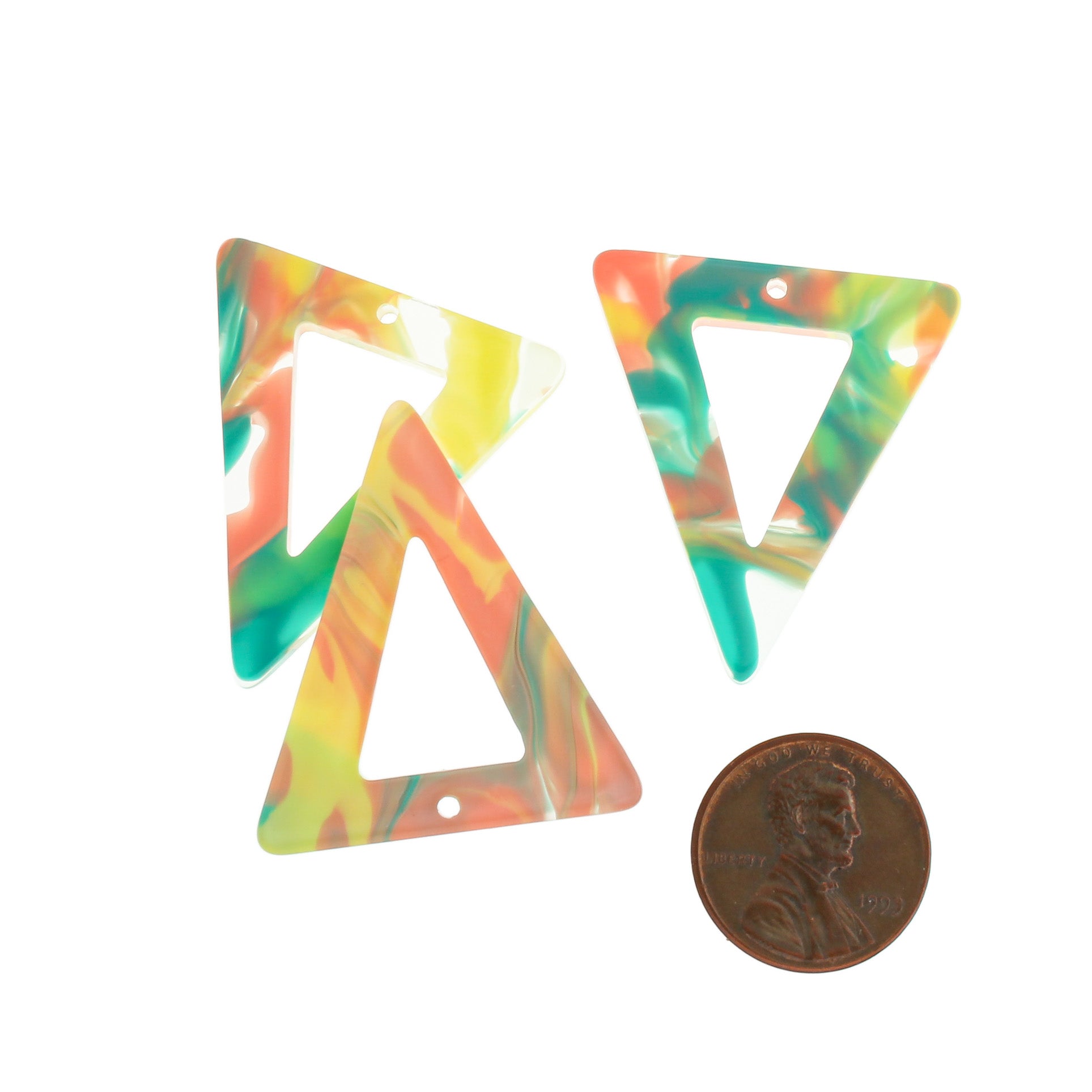 4 Swirl Triangle Resin Charms - Choose Your Color!