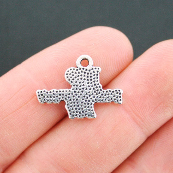 4 Tae Kwon Do Antique Silver Tone Charms - SC5407