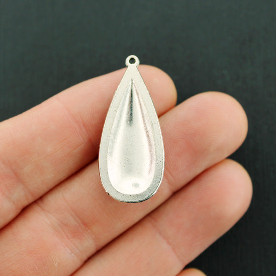 4 Teardrop Antique Silver Tone Charms - SC170