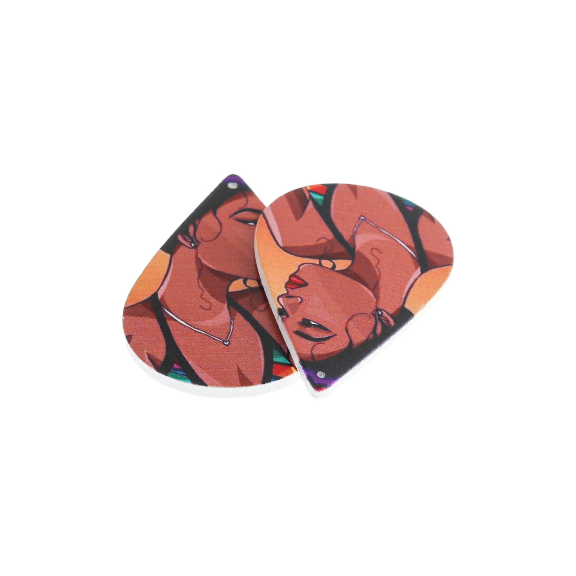 4 Teardrop Women Natural Wood Charms - WP420