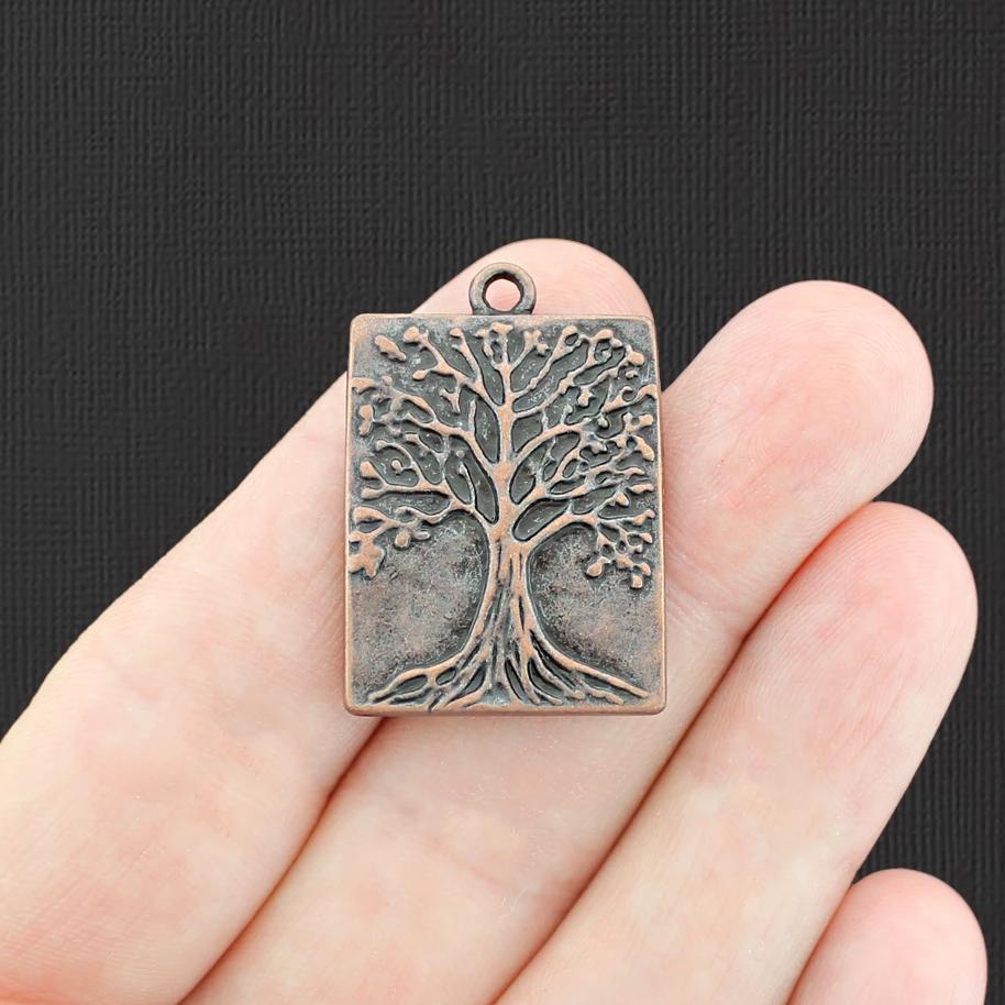 4 Tree of Life Antique Copper Tone Charms - BC177