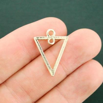 4 Triangle Connector Gold Tone Charms - GC1198