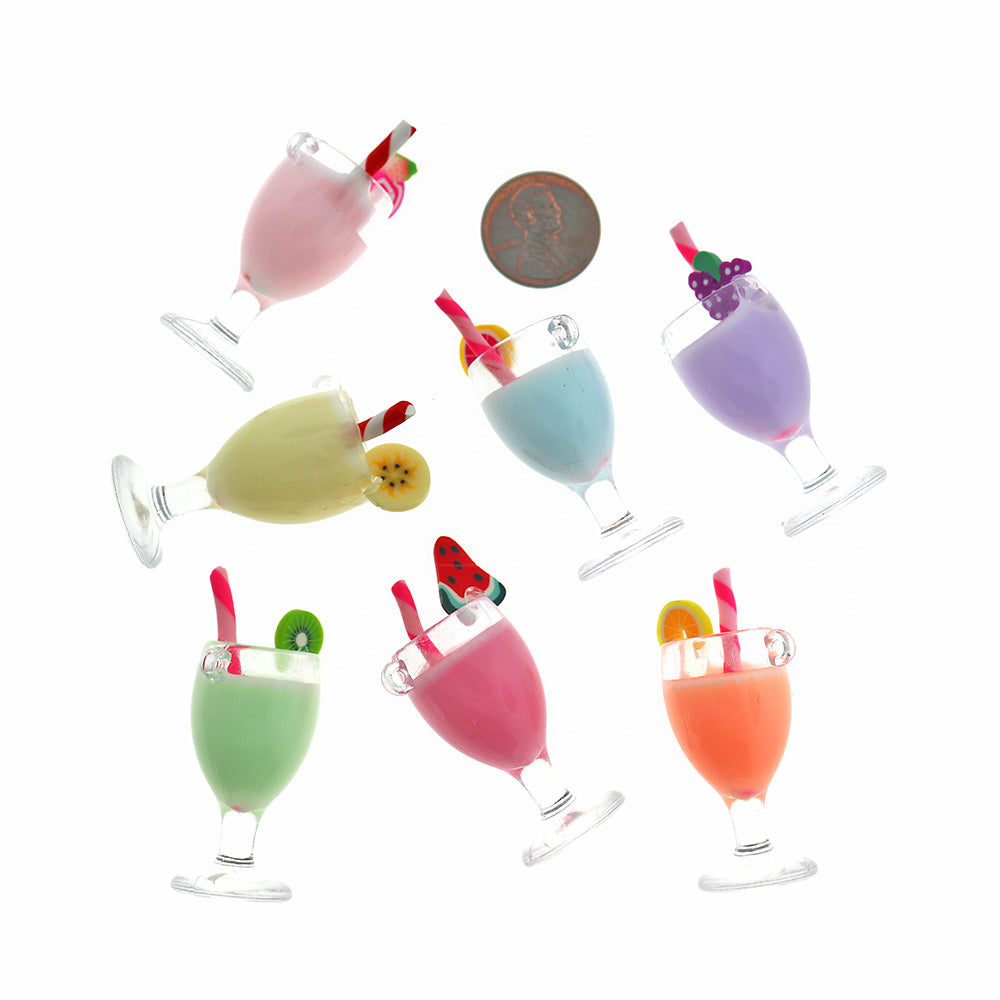 4 Tropical Cocktail Resin Charms 3D - K368