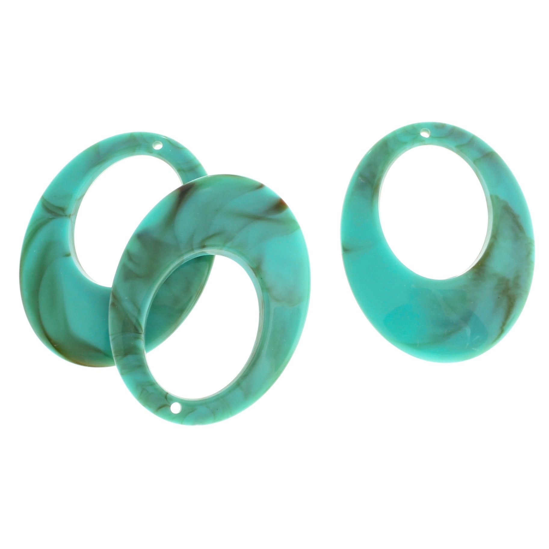 4 breloques en résine goutte turquoise - K130