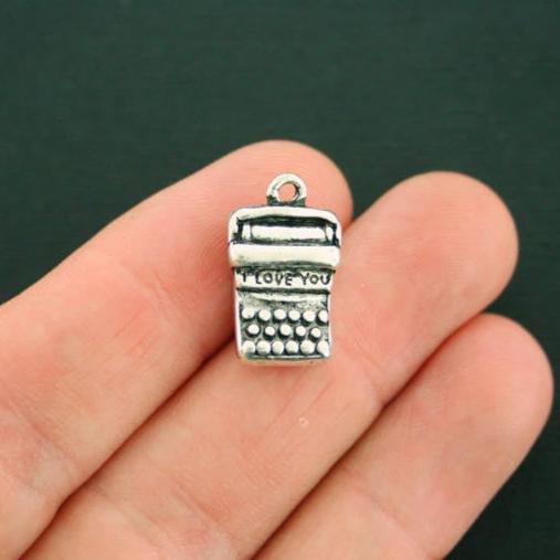 4 Typewriter Antique Silver Tone Charms - SC7311