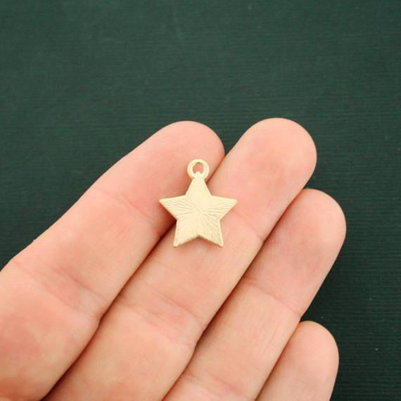 4 USA Flag Star Gold Tone Enamel Charms - E206