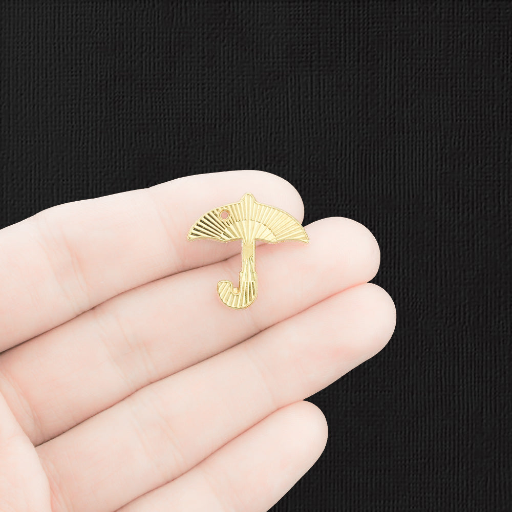 4 breloques parapluie en émail doré - E1547