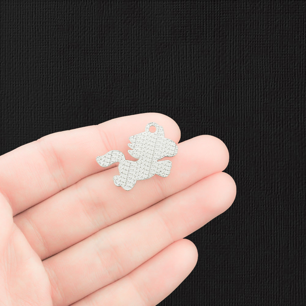 4 Unicorn Silver Tone Enamel Charms - E1485