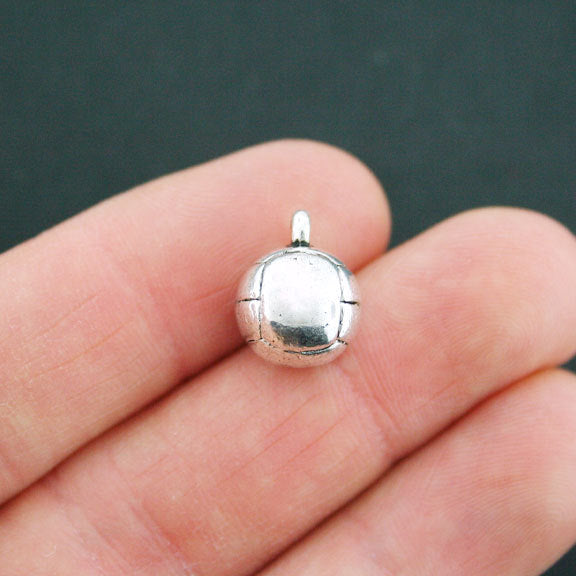 4 Volley Ball Antique Silver Tone Charms 3D - SC2257
