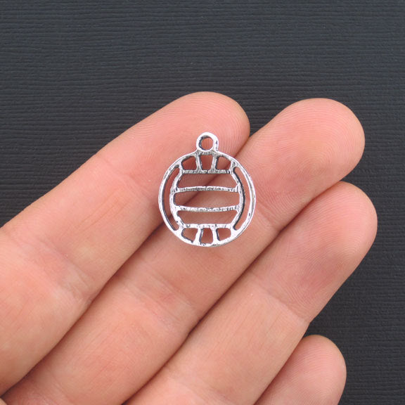 4 Volleyball Antique Silver Tone Charms - SC3413