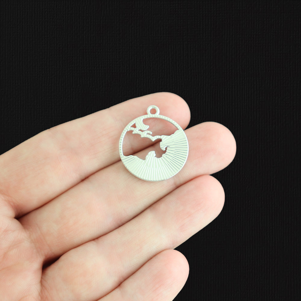 4 Wave Silver Tone Enamel Charms - E1572