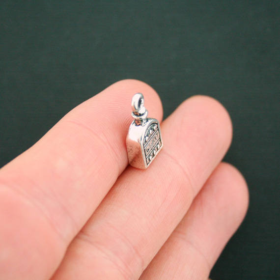 4 Whiskey Bottle Antique Silver Tone Charms 2 Sided - SC6979