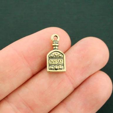 4 breloques de ton or antique bouteille de whisky 2 faces - GC1222