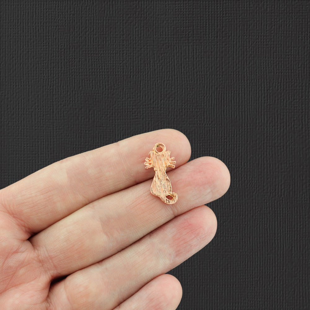 4 White Cat Rose Gold Tone Enamel Charms - E920