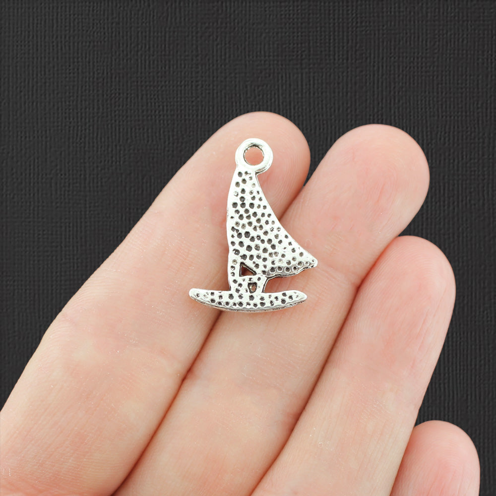 4 Wind Surfing Antique Silver Tone Charms - SC2229