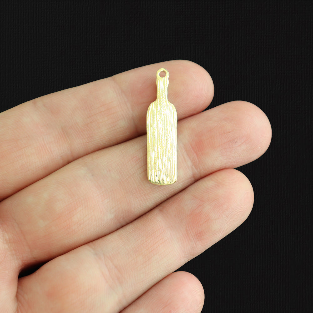 4 Wine Bottle Gold Tone Enamel Charms - E1457