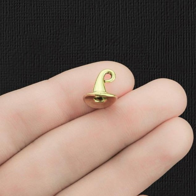 4 breloques de ton or antique chapeau de sorcière 3D - GC442