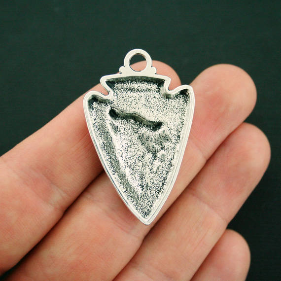4 Wolf Arrowhead Antique Silver Tone Charms - SC7143