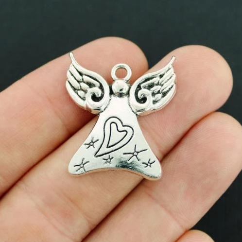 4 Angel Antique Silver Tone Charms - SC7679