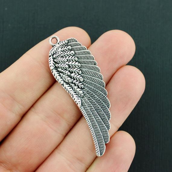 4 Angel Wing Antique Silver Tone Charms - SC7674