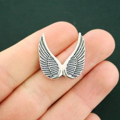 Angel Wings Spacer Beads 25mm x 24mm - Silver Tone - 4 Beads - SC6265