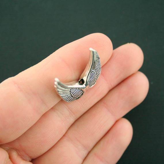 Perles d'espacement d'ailes d'ange 25 mm x 24 mm - ton argent - 4 perles - SC6265
