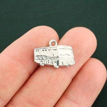 4 Bus Antique Silver Tone Charms - SC4049