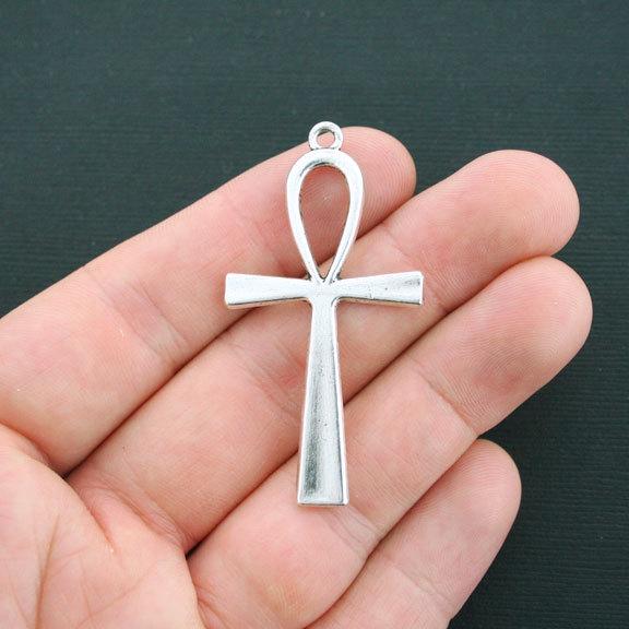 4 Cross Antique Silver Tone Charms - SC4300