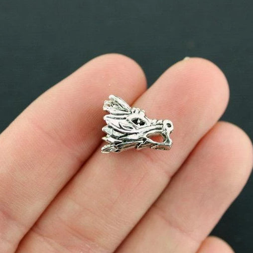 Dragon Spacer Beads 17mm x 11mm - Silver Tone - 4 Beads - SC222