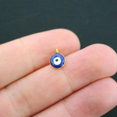 4 Evil Eye Antique Gold Tone Enamel Charms - GC118