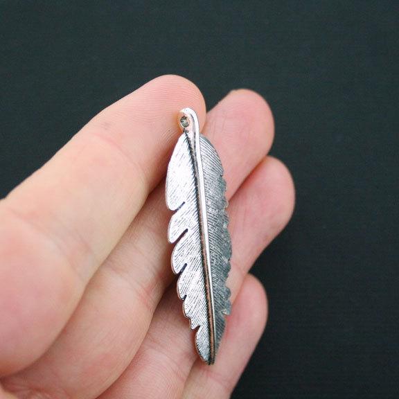 4 Feather Antique Silver Tone Charms - SC1110
