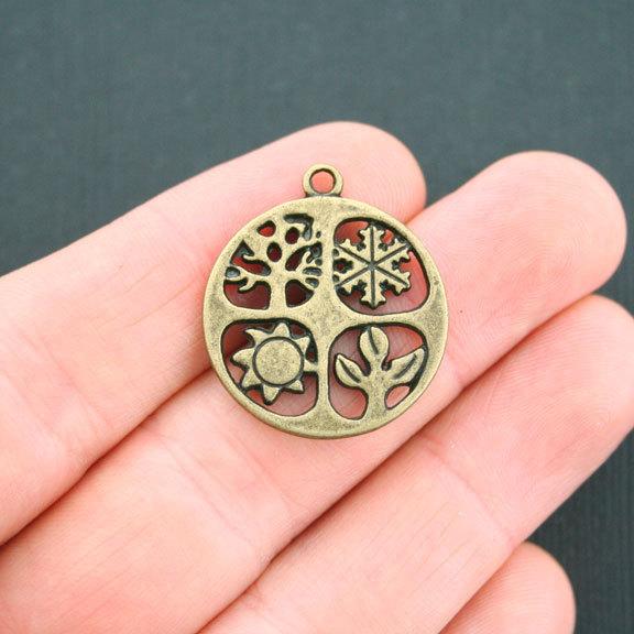 4 Four Seasons Antique Bronze Tone Charms 2 Sided - BC1433