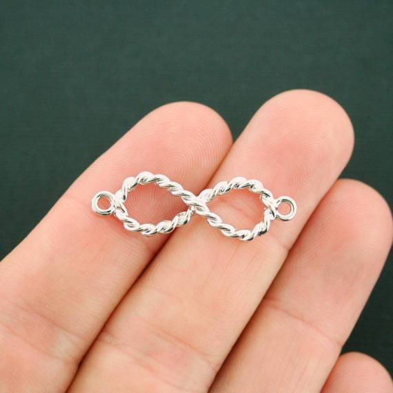 4 Infinity Connector Silver Tone Charms 2 Sided - SC297