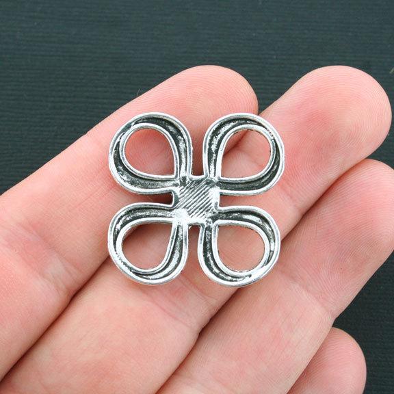 4 Knot Connector Antique Silver Tone Charms 2 Sided - SC4207