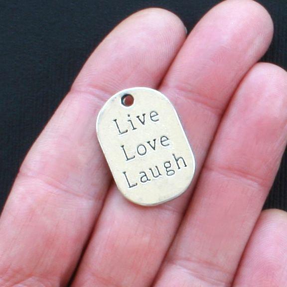 8 breloques de ton argent antique Live Love Laugh - SC1335